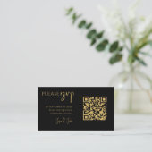QR-code voor zwarte en goudmarmer voor bruiloften  Informatiekaartje (Staand voorkant)