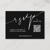QR-code voor zwarte en witte bruiloft Informatiekaartje (Voorkant)