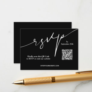QR-code voor zwarte en witte bruiloft Informatiekaartje