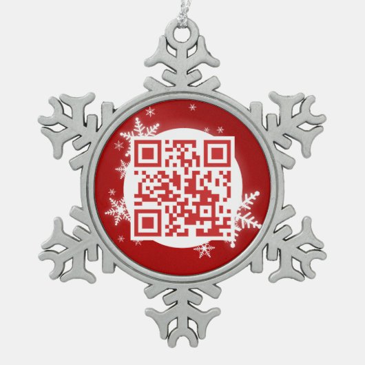 QR-code Vrolijk kerstfeest Funny Geek-versiering Tin Sneeuwvlok Ornament (Voorkant)