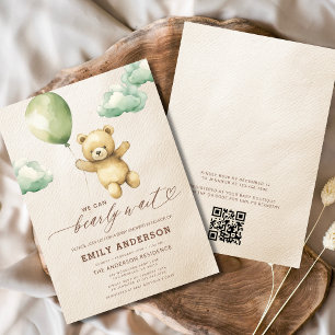 QR-code wacht nauwelijks op groen Baby shower Kaart
