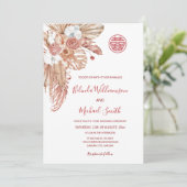 QR-code | Waterverf Boho Flowers Chinees Huwelijk Kaart (Staand voorkant)