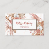 QR-code | Waterverf Boho Tropische Bloemen Visitekaartje (Voorkant)