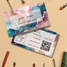 Qr Code waterverf en iriserende roze blos