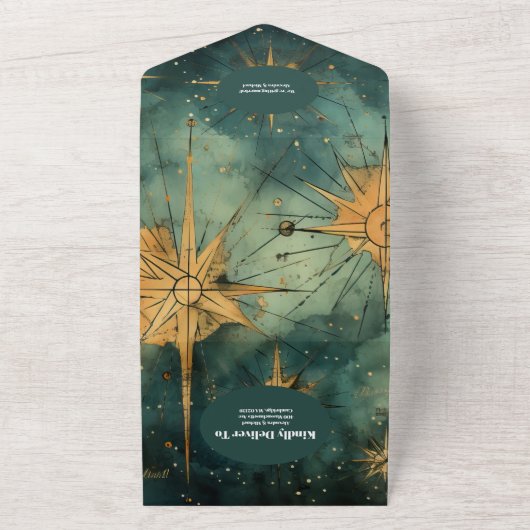 QR Code  Waterverf Hemelse bruiloft All In One Uitnodiging (Buitenkant)