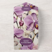 QR Code Waterverf Paarse Orchidee bruiloft All In One Uitnodiging (Buitenkant)