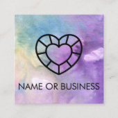 QR-code Waterverf Professioneel logo Hart Vierkante Visitekaartje (Voorkant)