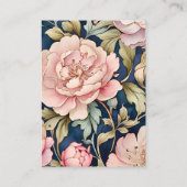 QR Code Waterverf Roze Pioen Art Nouveau Bruiloft Informatiekaartje (Achterkant)