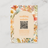 qr code Waterverf Roze Sinaasappel Wildflowers Bru Informatiekaartje (Voorkant)