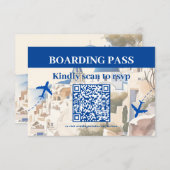 QR Code Waterverf Santorini Bestemmingsbruiloft RSVP Kaartje (Voorkant / Achterkant)