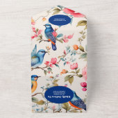 QR Code Waterverf Vogels Pioen Chinoiserie Tuin All In One Uitnodiging (Buitenkant)