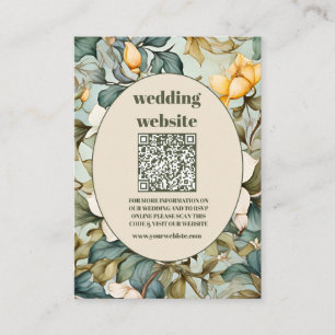 QR Code Waterverf Witte Lelie Art Nouveau Trouwen Informatiekaartje