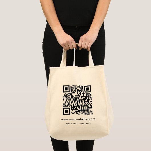 QR Code Website Adres Upload uw Logo Sjabloon Tote Bag (Voorkant (product))
