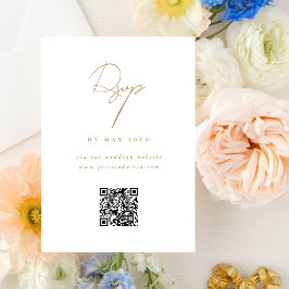 QR-code Website legant minimalistisch script goud RSVP Kaartje