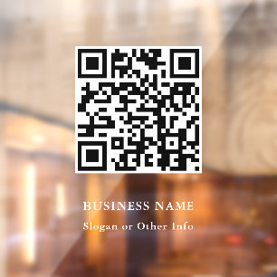 QR Code Website Link White Script Business Raamsticker