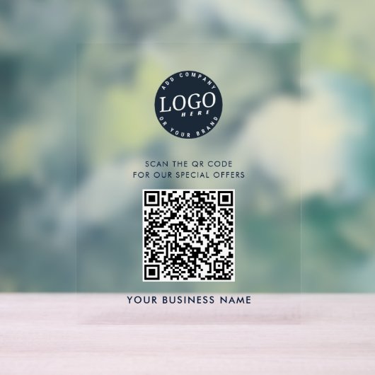 QR Code Website toevoegen Business Logo Simple Acryl Bord (Neutraal)
