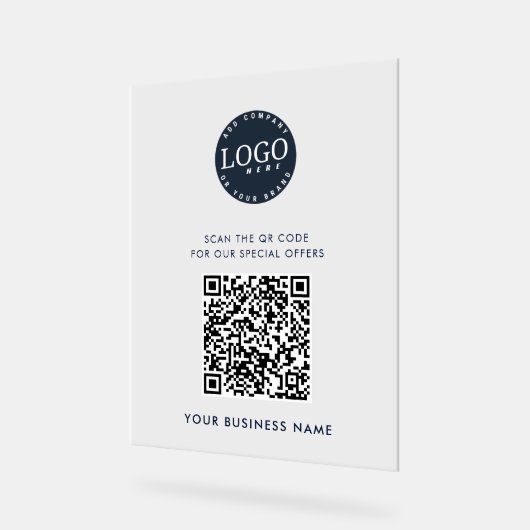 QR Code Website toevoegen Business Logo Simple Acryl Bord (Hoek)