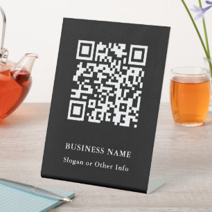 QR-code websitelink zwart modern zakelijk Reclamebord Met Voetstuk