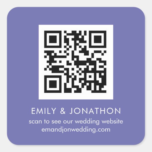 QR Code Weddenschap Website Namen Lila Vierkante Sticker (Voorkant)