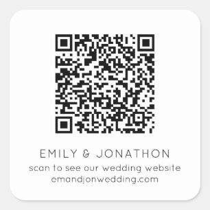 QR Code Weddenschap Website Names Black White Vierkante Sticker