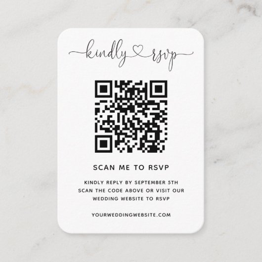 QR Code Weddenschap Website RSVP Minimale foto Informatiekaartje (Voorkant)