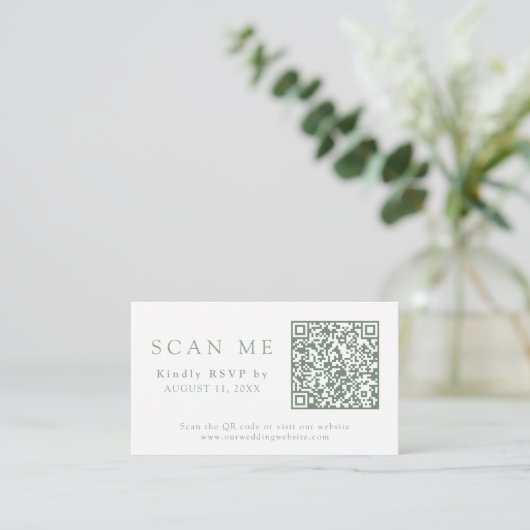 QR Code & Weddenschap Website Sage Green Wedding R Informatiekaartje (Staand voorkant)