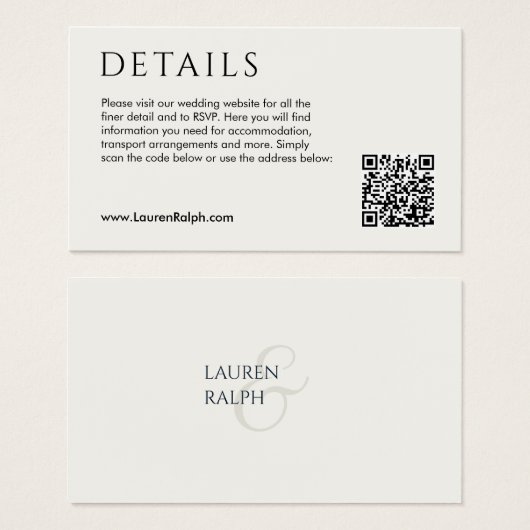 QR Code Wedding Details Enclosure Kaart (Voorkant /achterkant)