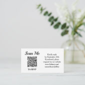 QR Code Wedding Online RSVP Black and White Informatiekaartje (Staand voorkant)