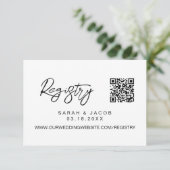 QR code wedding registry Modern script custom Informatiekaartje (Staand voorkant)