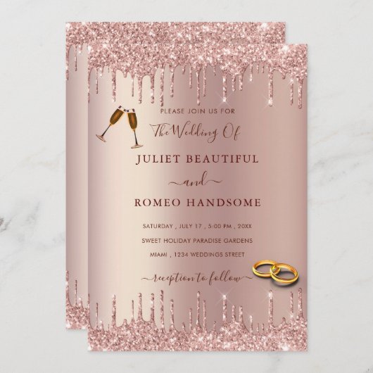 QR Code Wedding Roos Gold Blush Drids (Voorkant / Achterkant)