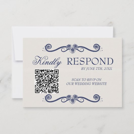QR Code Wedding RSVP Card | Elegant Boho Old Money (Devant)