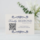 QR Code Wedding RSVP Card | Elegant Boho Old Money (Debout devant)