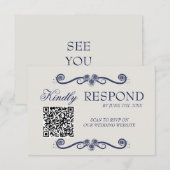 QR Code Wedding RSVP Card | Elegant Boho Old Money (Devant / Derrière)