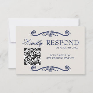 QR Code Wedding RSVP Card | Elegant Boho Old Money Kaartje