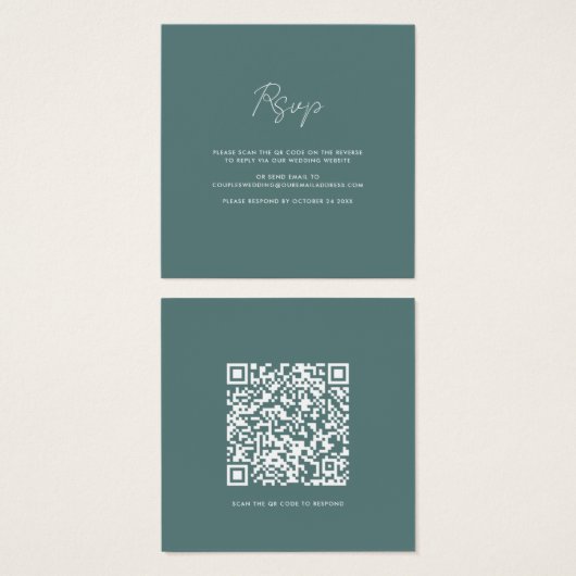 QR Code Wedding RSVP Elegant Enclosure Card (Devant & derrière)