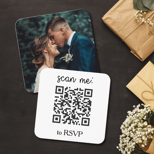 QR Code Wedding RSVP Square Photo Informatiekaartje