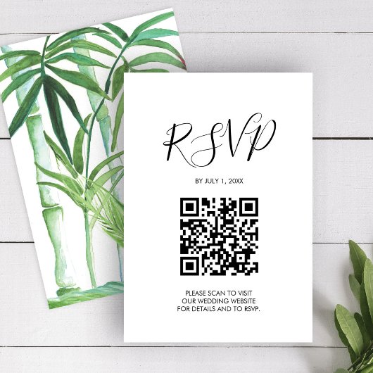QR code Wedding RSVP Waterverf Enclosure Kaart