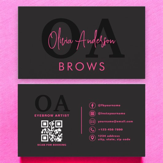 QR Code Wenkbrauwen Wenkbrauwen Artiest Hot Pink B Visitekaartje