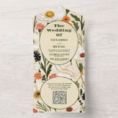 QR Code Whimsical Wildflower Meadow Bruiloft All In One Uitnodiging (Binnen)