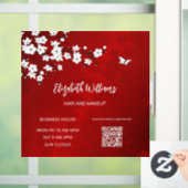 QR-code | White Cherry Blossom Red Raamsticker (Huis)