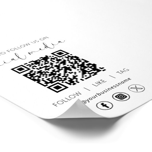QR Code White Scan om ons te volgen op het sociale Poster (Hoek)