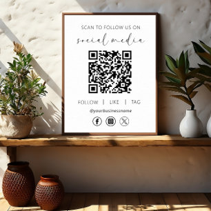 QR Code White Scan om ons te volgen op het sociale Poster