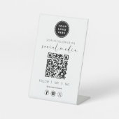 QR Code White Scan om ons te volgen op het sociale Reclamebord Met Voetstuk (Voorkant)