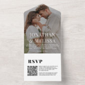 QR-code | White Simple Overlay Photo Wedding All In One Uitnodiging (Binnen)
