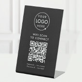 QR-code Wifi | Black Business Logo Scan om verbind Reclamebord Met Voetstuk