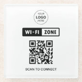 QR-code Wifi Business Logo Scan om verbinding te m Glazen Onderzetter (Voorkant)