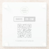 QR-code Wifi Business Logo Scan om verbinding te m Glazen Onderzetter (Achterkant)