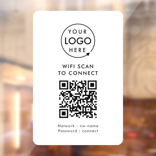 QR-code Wifi | Business Logo Scan to Connect Raamsticker (Vel 2)