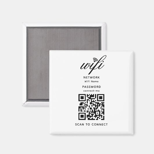 QR Code Wifi Internet Wachtwoord Witte Magneet (Voorkant / Achterkant)