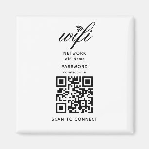 QR Code Wifi Internet Wachtwoord Witte Magneet